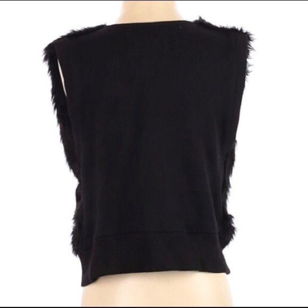 Vintage Aiko Vest Faux Fur Black Full Zip Fuzzy XS - Picture 3 of 3